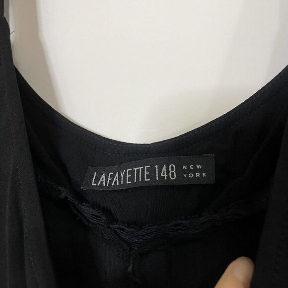 Lafayette 148 New York black rhinestone straps viscose long dress size US 12 - Picture 6 of 7